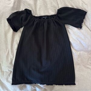 English Factory Black Mini Dress with pattern stitching